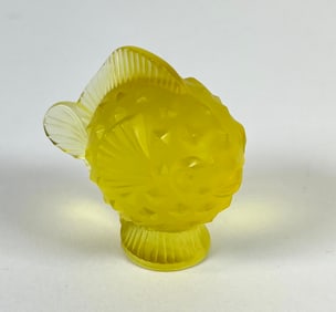 LALIQUE - FRANCE, YELLOW PUFFERFISH