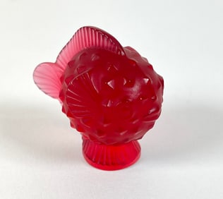LALIQUE - FRANCE, RUBY PUFFERFISH