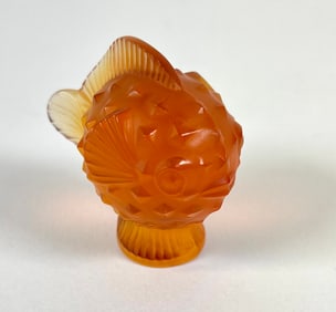 LALIQUE - FRANCE, AMBER PUFFERFISH