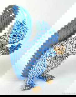 HEREND - HUNGARY, FISHNET SQUIRREL: MARKED, EXCELLENT. FISHNET IN BLUE, 45388. 4.5"