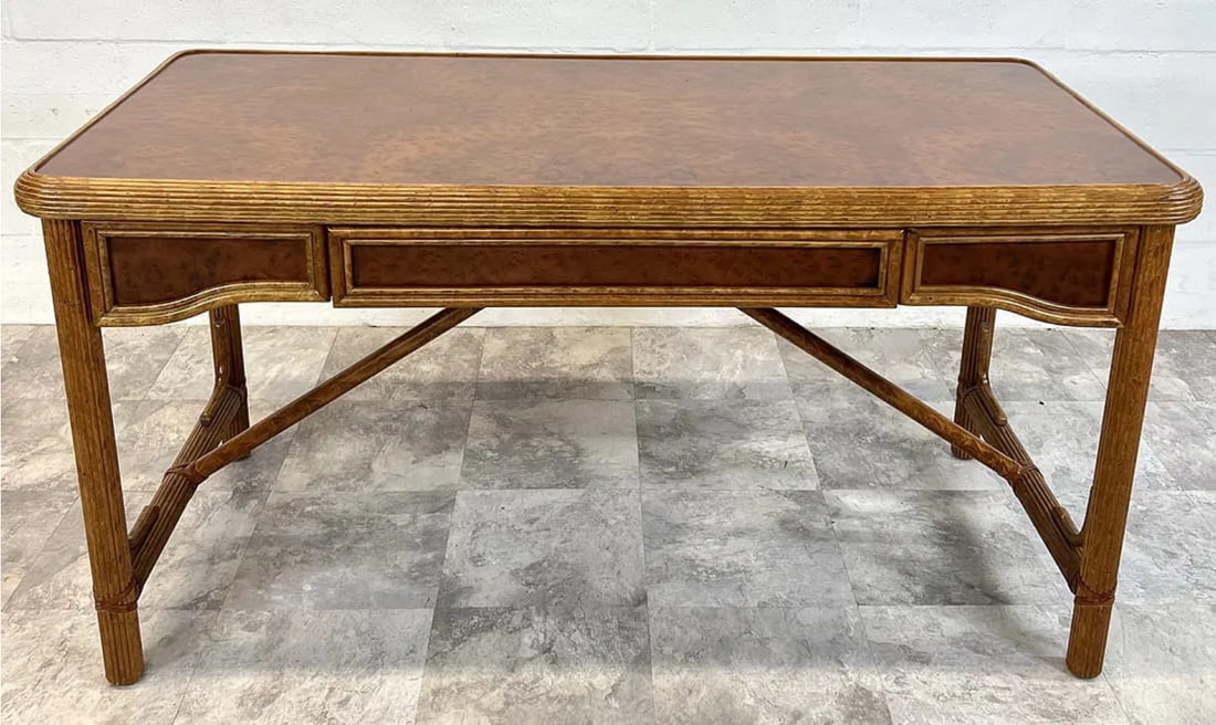 BURLED RATTAN WRITING DESK (1 of 3)