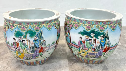 LARGE CHINESE FISHBOWL PLANTERS