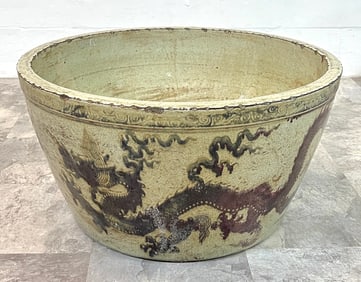 LARGE CHINESE DRAGON FISH BOWL PLANTER