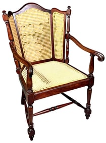 VINTAGE KARPEN CANE ARM CHAIR