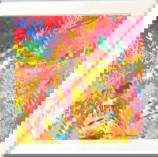 LEROY NEIMAN - 1976 MONTREAL OLYMPICS: LEROY NEIMAN (AMERICAN, 1921-2012) SERIGRAPH OF BASKETBALL FOR THE 1976 MONTREAL OLYMPICS. HAS NOT BEEN EXAMINED OUTSIDE OF THE MATTED FRAME FOR SIGNATURE. 26"X27". REQUIRES THIRD PARTY SHIPPING/TRANS
