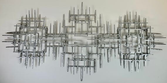SILVERIZED NAIL WALL ART SCULPTURE
