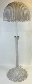 VINTAGE RATTAN WICKER DOME TULIP LAMP