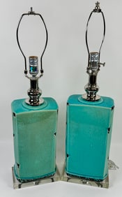DISTRESSED TURQUOISE TABLE LAMPS