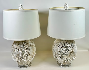 VINTAGE SHELL ENCRUSTED COASTAL LAMPS