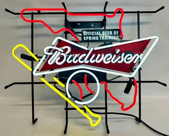 BUDWEISER BEER - BASEBALL NEON SIGN