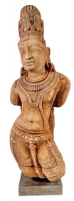 LARGE SANDSTONE SCULPTURE OF GUANYIN