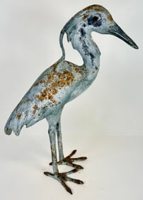PATINATED CAST METAL SCULPTURE OF HERON