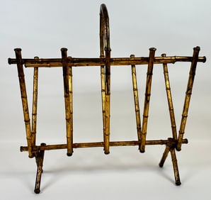 FAUX BAMBOO HOLLYWOOD REGENCY MAGAZINE STAND