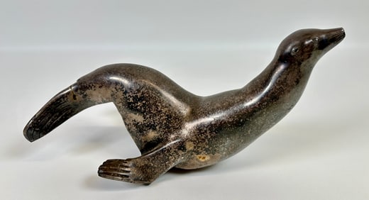 A. ROURAINE SILVERED SCULPTURE OF SEAL