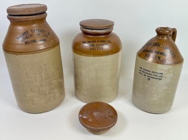 TRIO OF STONEWARE JUGS CROCKS