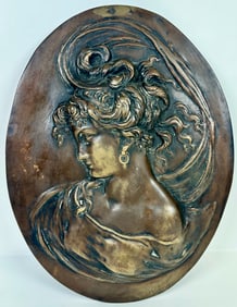 H MOREAU ART NOUVEAU BRONZE BAS RELIEF PLAQUE