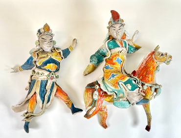 PAIR CHINESE CERAMIC ROOF TILES