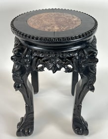 CHINESE HARDWOOD MARBLE TOP TABLE