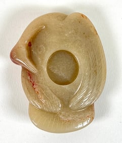 CARVED JADE FIGURAL STORK