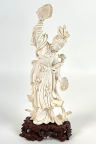CHINESE ORGANIC CARVING OF FIGURAL DANCER