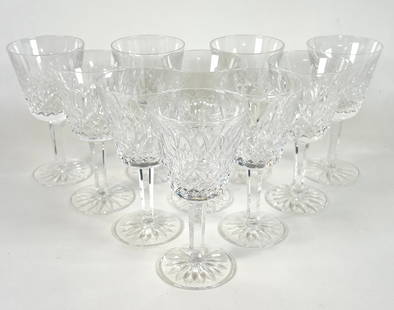 WATERFORD CRYSTAL - LISMORE CLARET STEMS: SET OF 10 WATERFORD LISMORE CLARET. 4.5 OZ., 6". EXCELLENT.