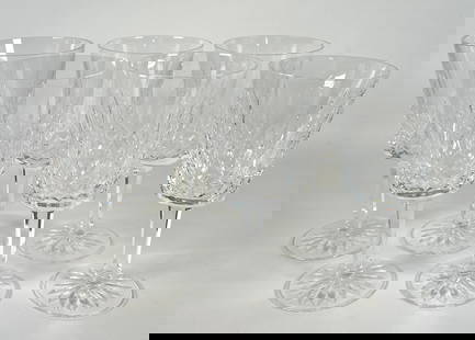 WATERFORD CRYSTAL - LISMORE GOBLET: SET OF 6 WATERFORD GOBLETS. 8 OUNCE. 7". EXCELLENT