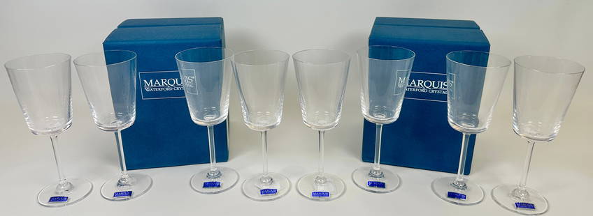 WATERFORD CRYSTAL - TRIVISO WHITE WINE: SET OF 8, ORIGINAL. IN ORIGINAL BOXES. 7.5"