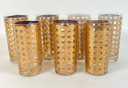 CULVER CANELLA BASKETWEAVE HIGH BALL GLASSES