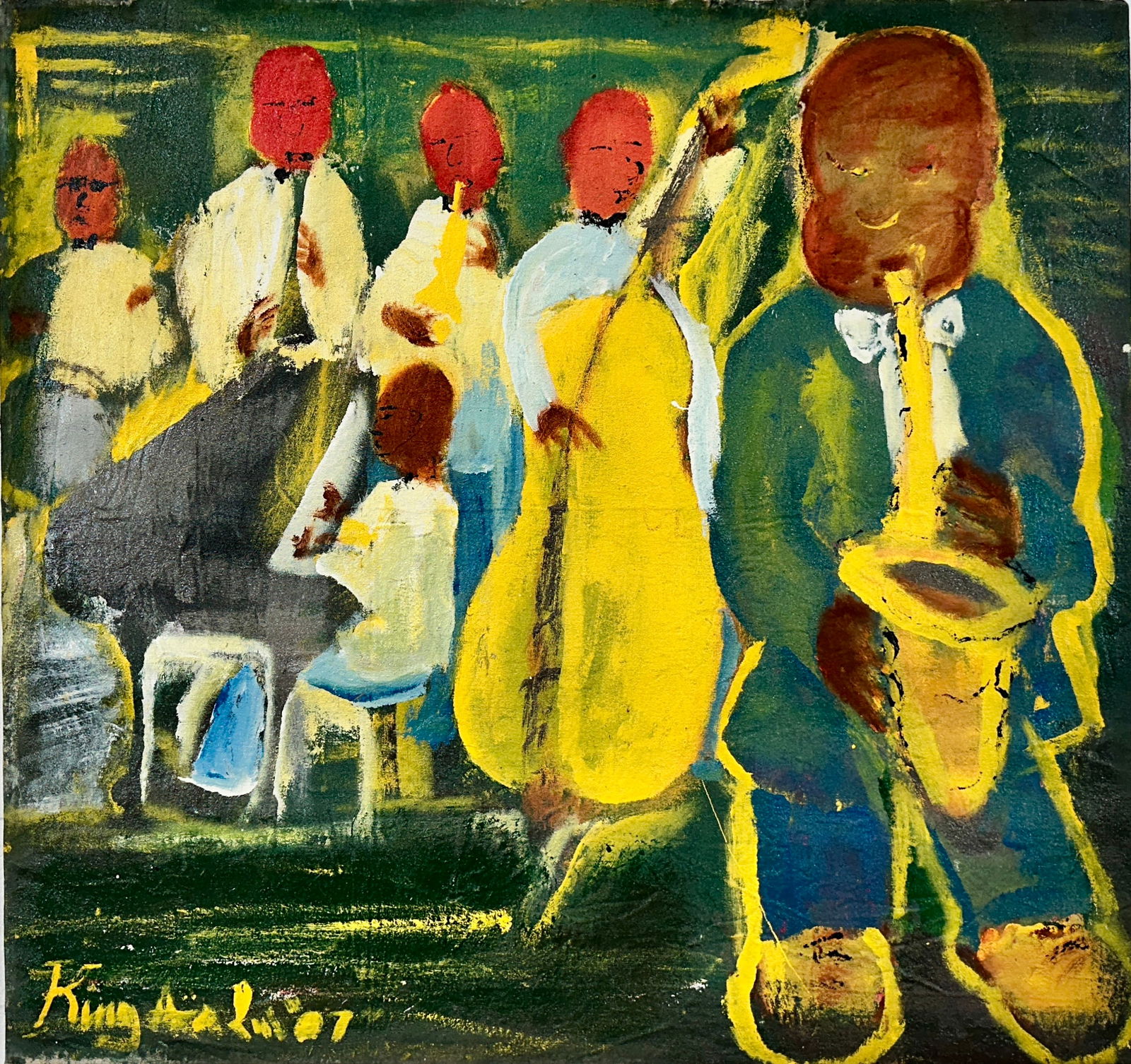 FOLK ART JAZZ ARTIST PAINTING (1 of 2)