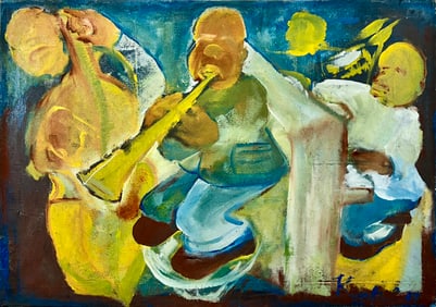 FOLK ART JAZZ ARTIST PAINTING