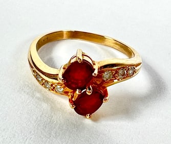 14K GOLD WITH RUBIES LADIES RING
