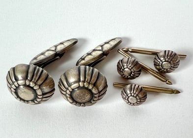 GEORG JENSEN CUFFLINKS AND STUD SET
