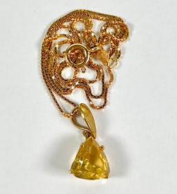 GOLD WITH CITRINE PENDANT NECKLACE