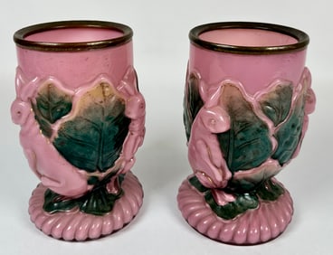 RABBIT AND LEAF ART GLASS VASES