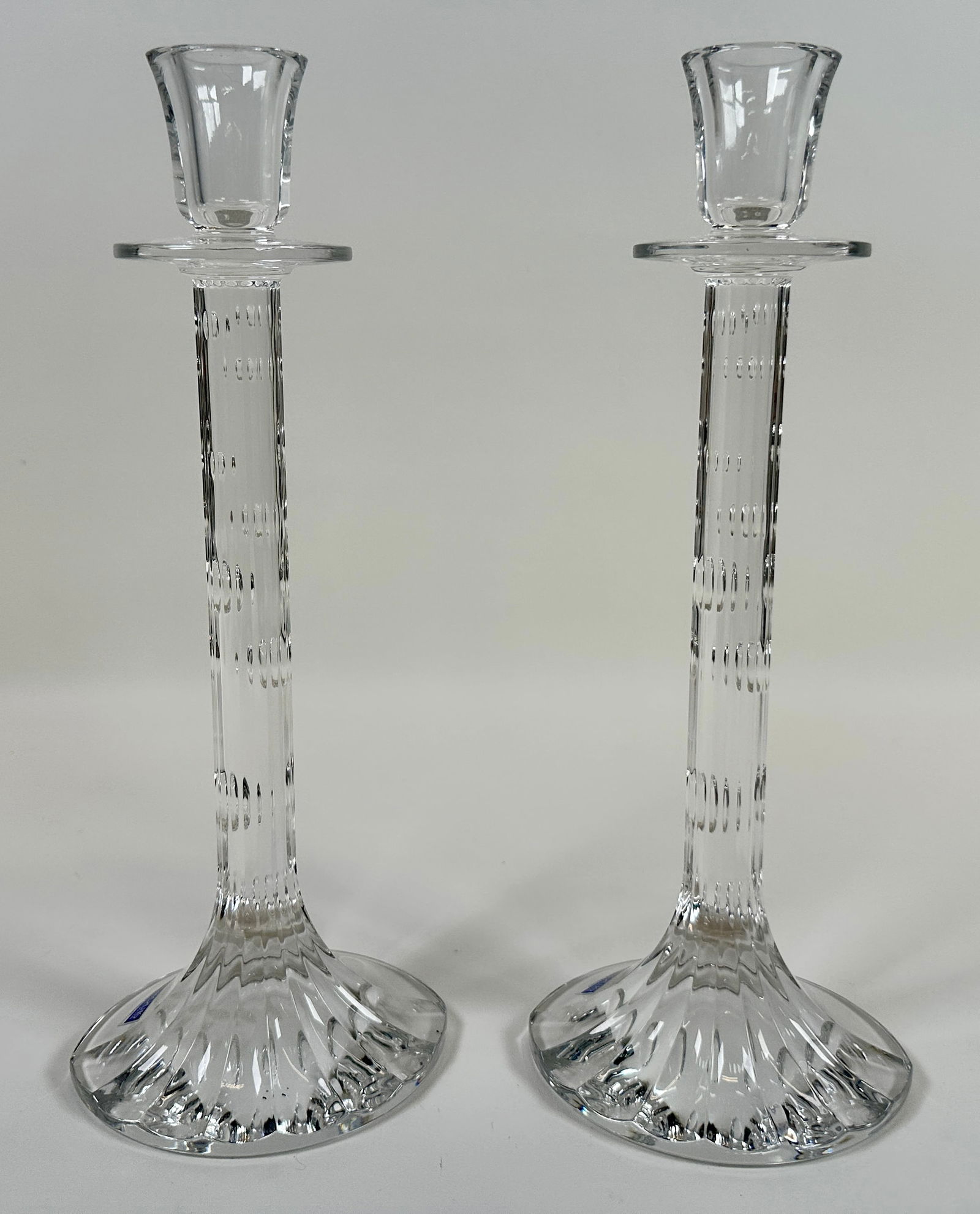 WATERFORD CRYSTAL CANDLESTICKS: SIGNED. 13"
