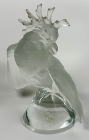 LARGE LALIQUE ARA COCKATOO ART GLASS SCULPTURE