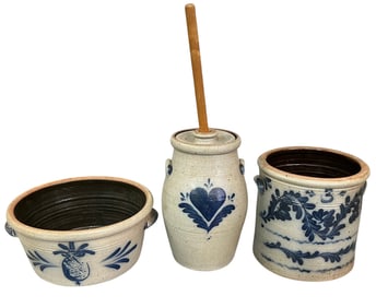 COLLECTION OF SALT GLAZED CROCKERY