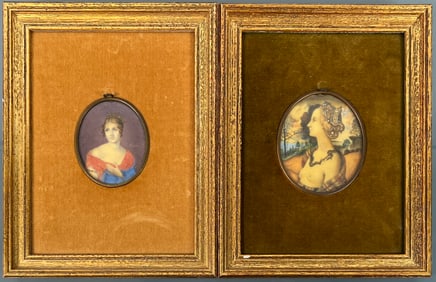 PAIR OF DIMINUTIVE PORTRAIT PAINTINGS