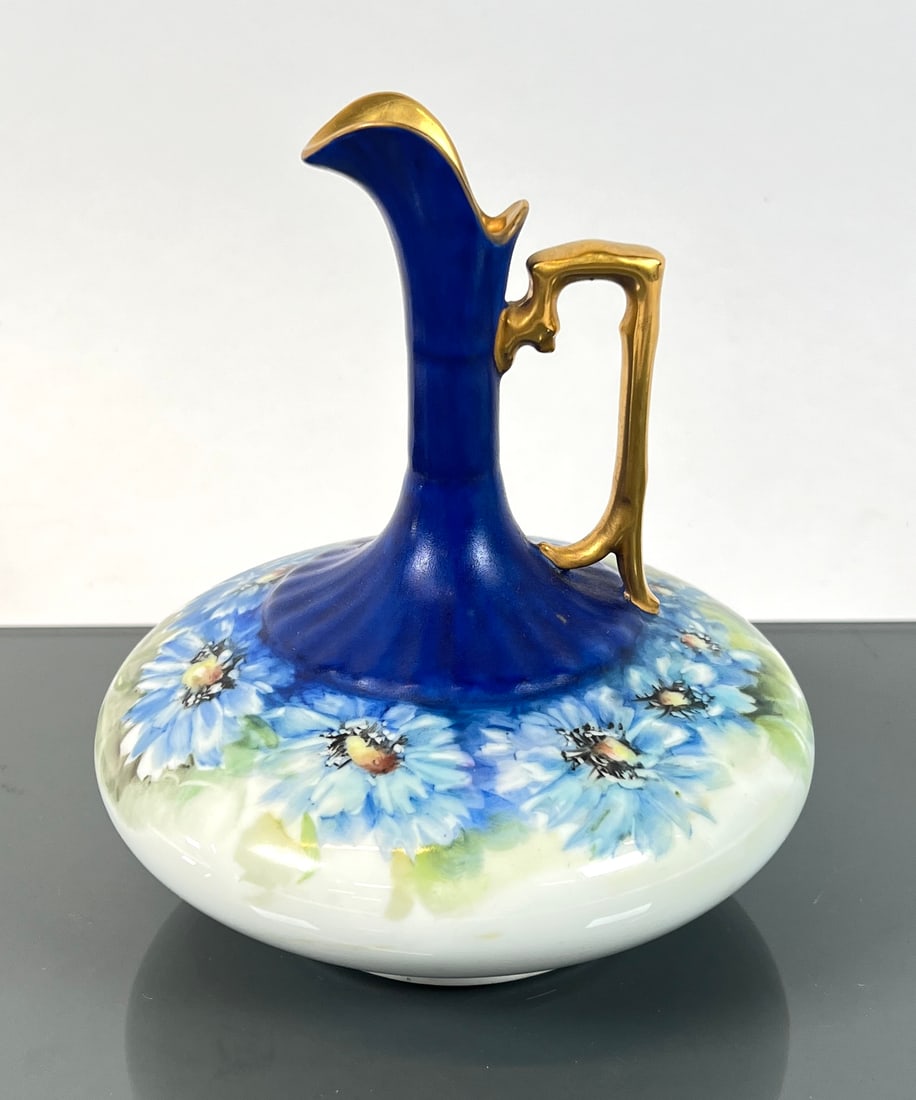 GIRAUD LIMOGES - FRANCE EWER: HAND-PAINTED, SIGNED. EXCELLENT. 6"