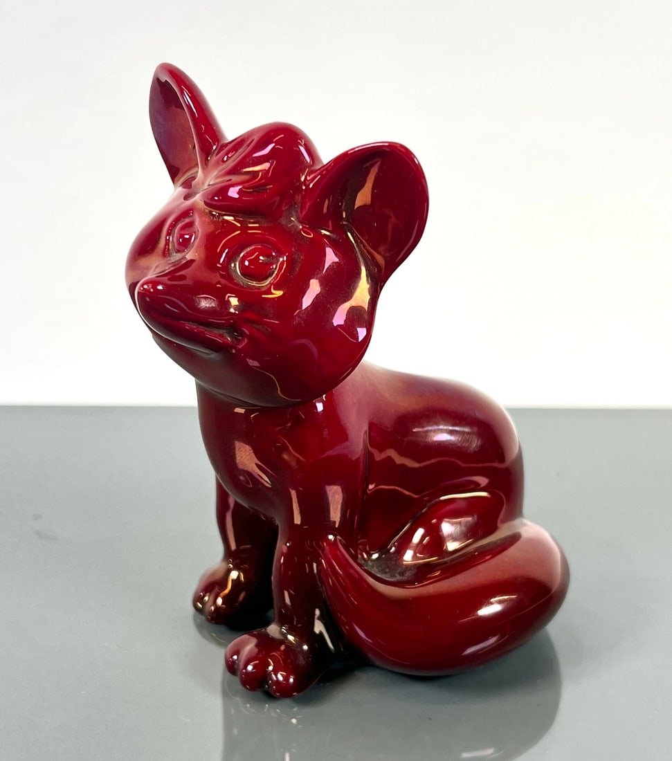 ZSOLNAY RED FOX: MARKED, EXCELLENT. 4.5"H