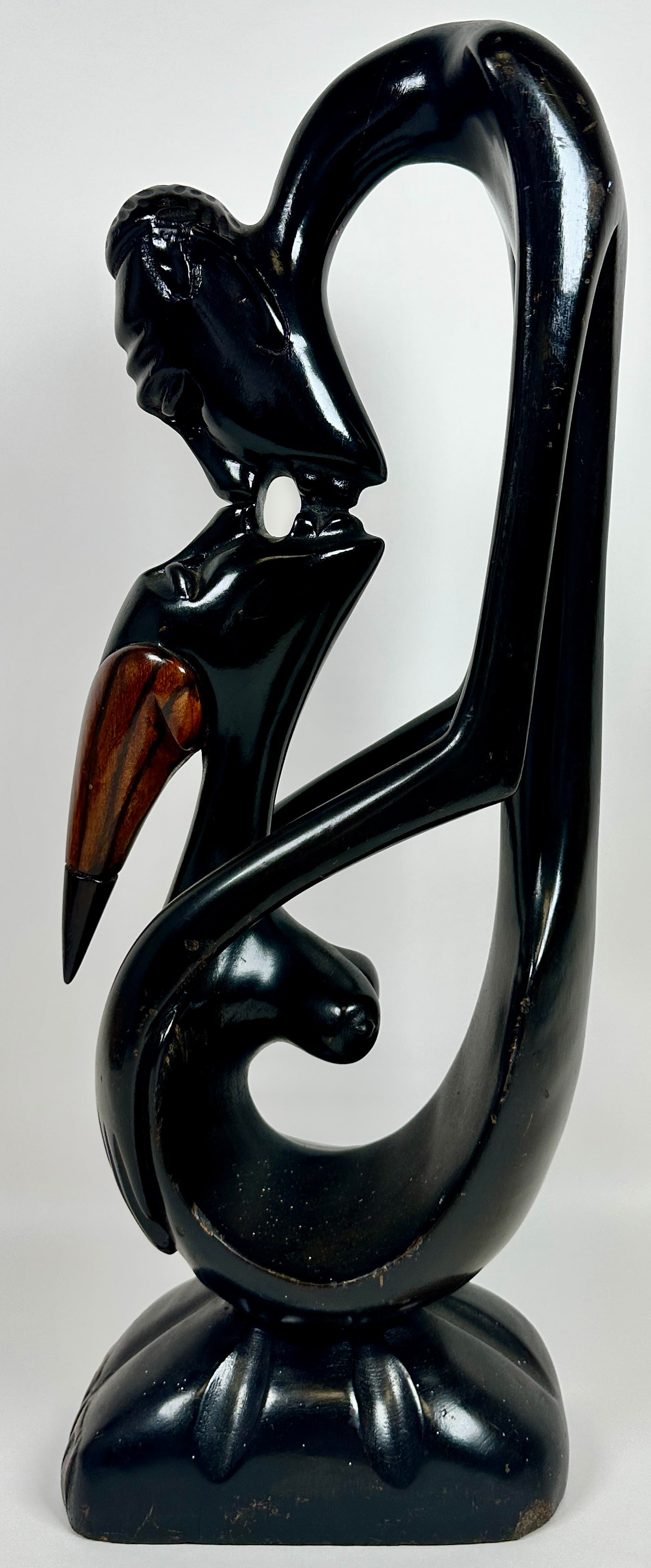 HAITIAN CARVED WOOD SCULPTURE: HAITIAN CARVED WOODED SCULPTURE OF LOVERS. 23"H