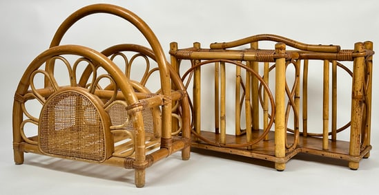 PAIR OF RATTAN MAGAZINE STANDS