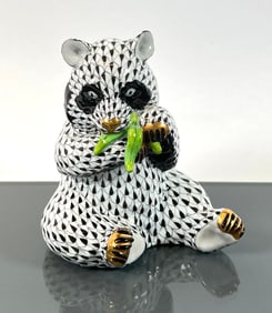 HEREND BLACK FISHNET PANDA