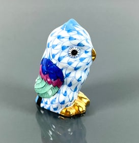 HEREND BLUE FISHNET OWL