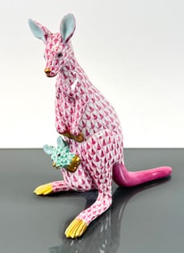 HEREND PINK GREEN FISHNET KANGAROO