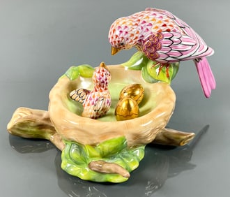 HEREND FISHNET BIRDS AND NEST