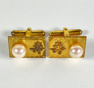 14K GOLD WITH PEARL CUFFLINKS