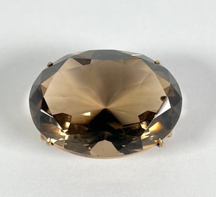 14K GOLD AND SMOKY QUARTZ PIN PENDANT