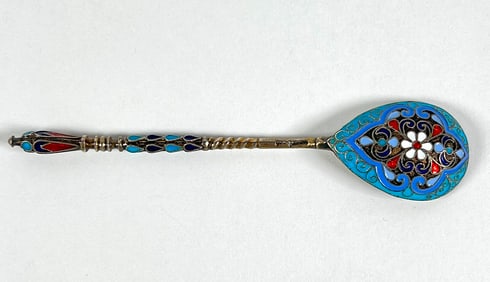 RUSSIAN NIELLO SILVER ENAMELED SPOON