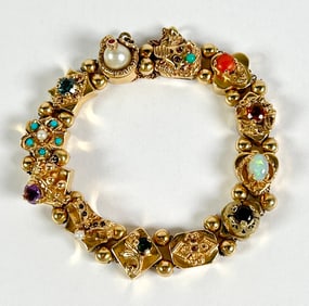 14K GOLD ANTIQUE STYLE SLIDE BRACELET